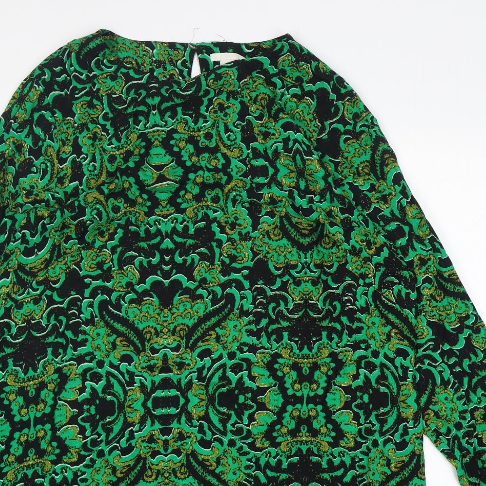 H&M Womens Multicoloured Batik Viscose A-Line  Size 14  Round Neck