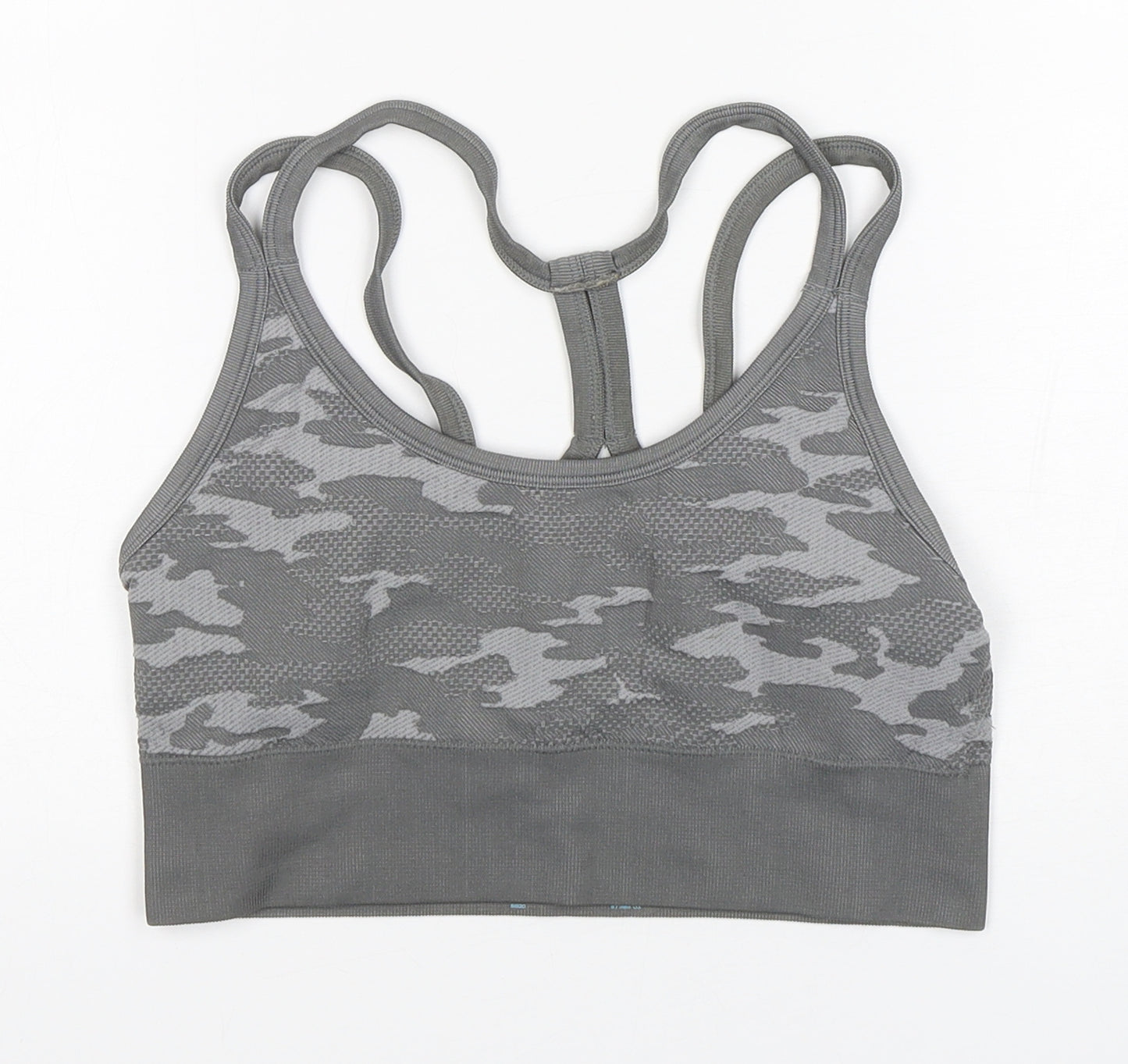 Primark Womens Grey Camouflage Polyamide Cropped Tank Size M Round Neck