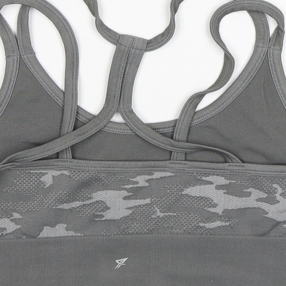Primark Womens Grey Camouflage Polyamide Cropped Tank Size M Round Neck