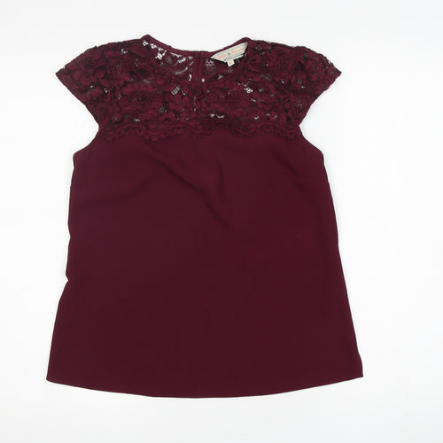Dorothy Perkins Womens Purple  Polyester Basic Blouse Size 8 Round Neck