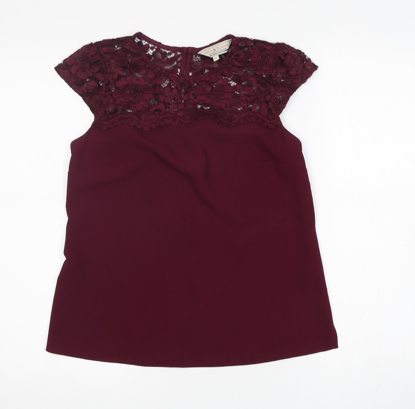 Dorothy Perkins Womens Purple  Polyester Basic Blouse Size 8 Round Neck