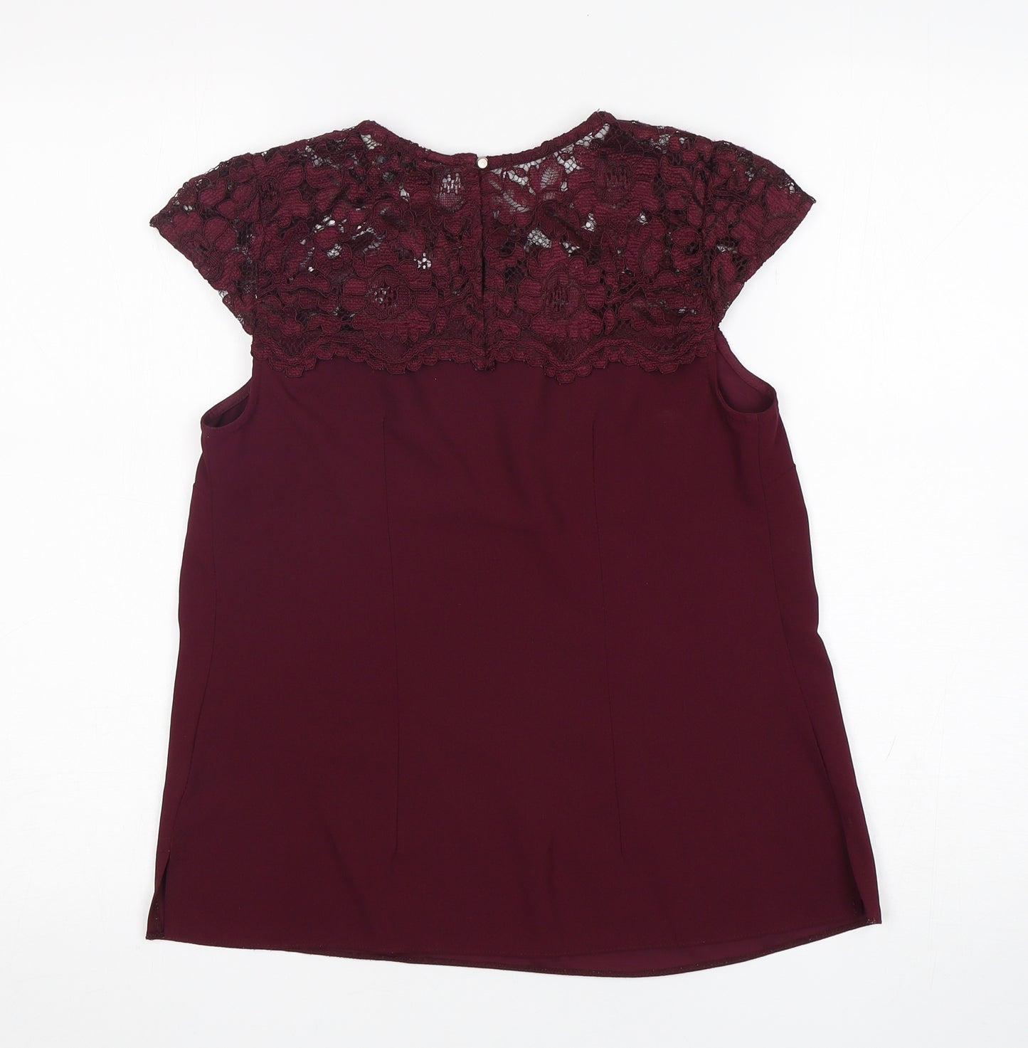 Dorothy Perkins Womens Purple  Polyester Basic Blouse Size 8 Round Neck