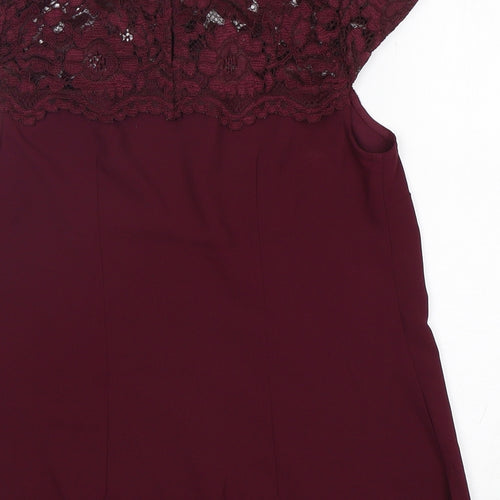 Dorothy Perkins Womens Purple  Polyester Basic Blouse Size 8 Round Neck