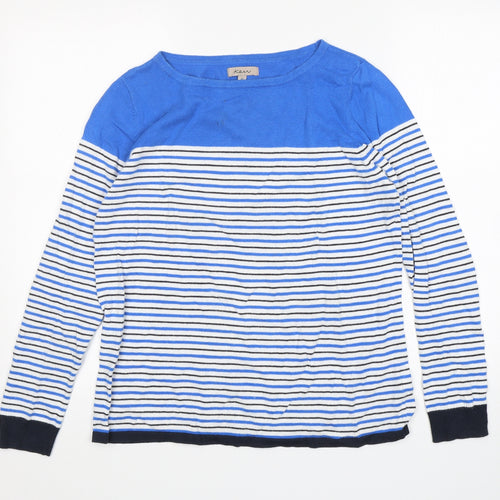 Ken Womens Multicoloured Round Neck Striped Cotton Pullover Jumper Size M