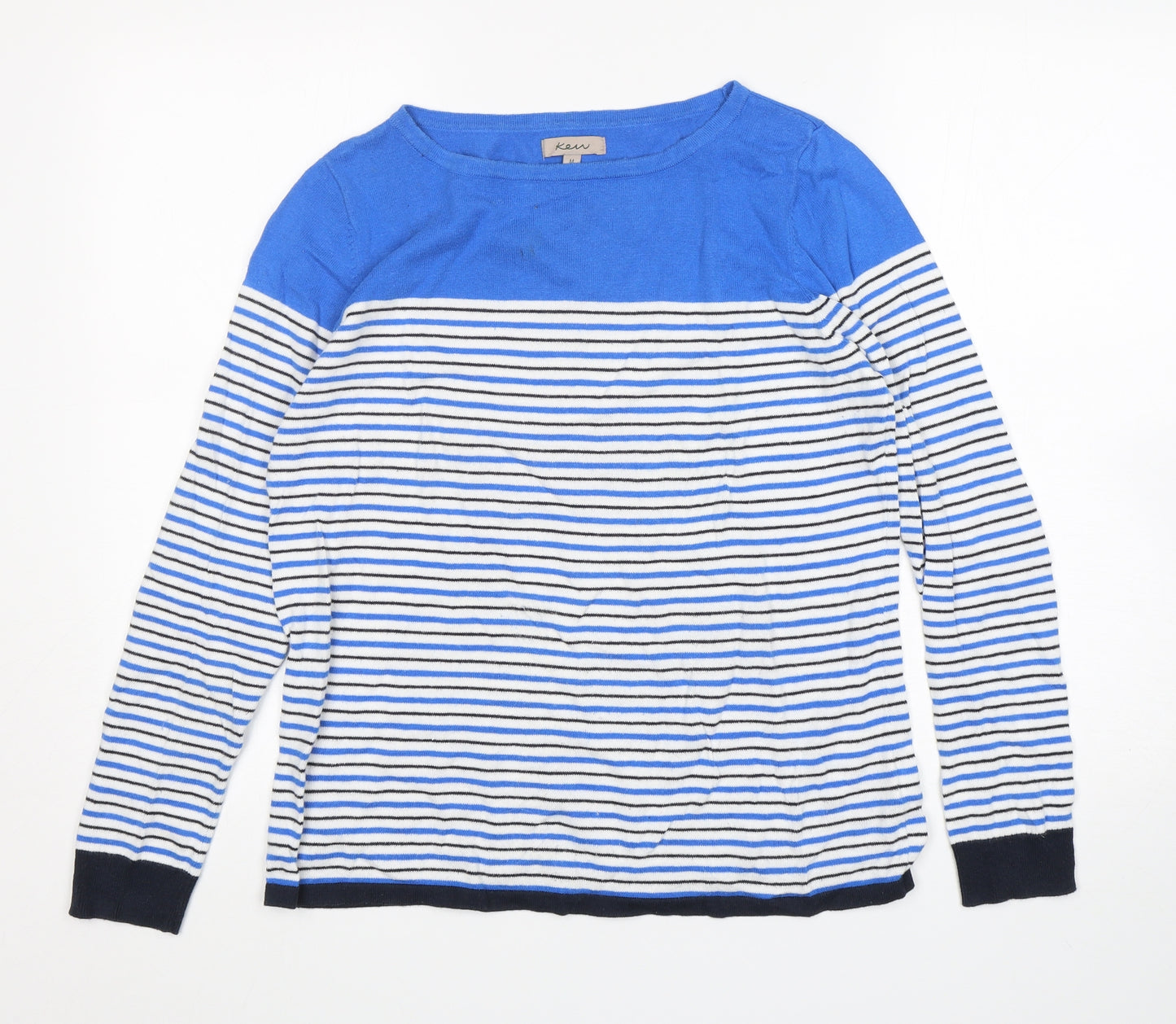 Ken Womens Multicoloured Round Neck Striped Cotton Pullover Jumper Size M