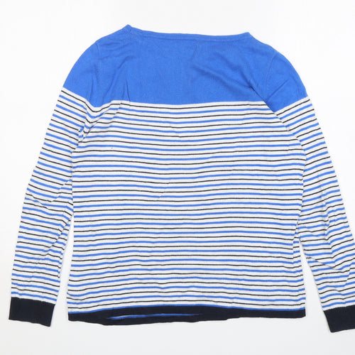 Ken Womens Multicoloured Round Neck Striped Cotton Pullover Jumper Size M
