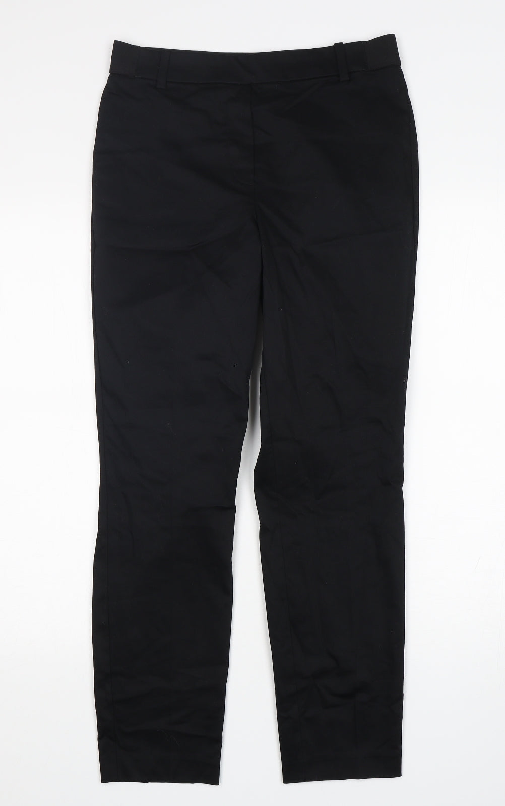 H&M Womens Black  Cotton Trousers  Size 12 L28 in Slim