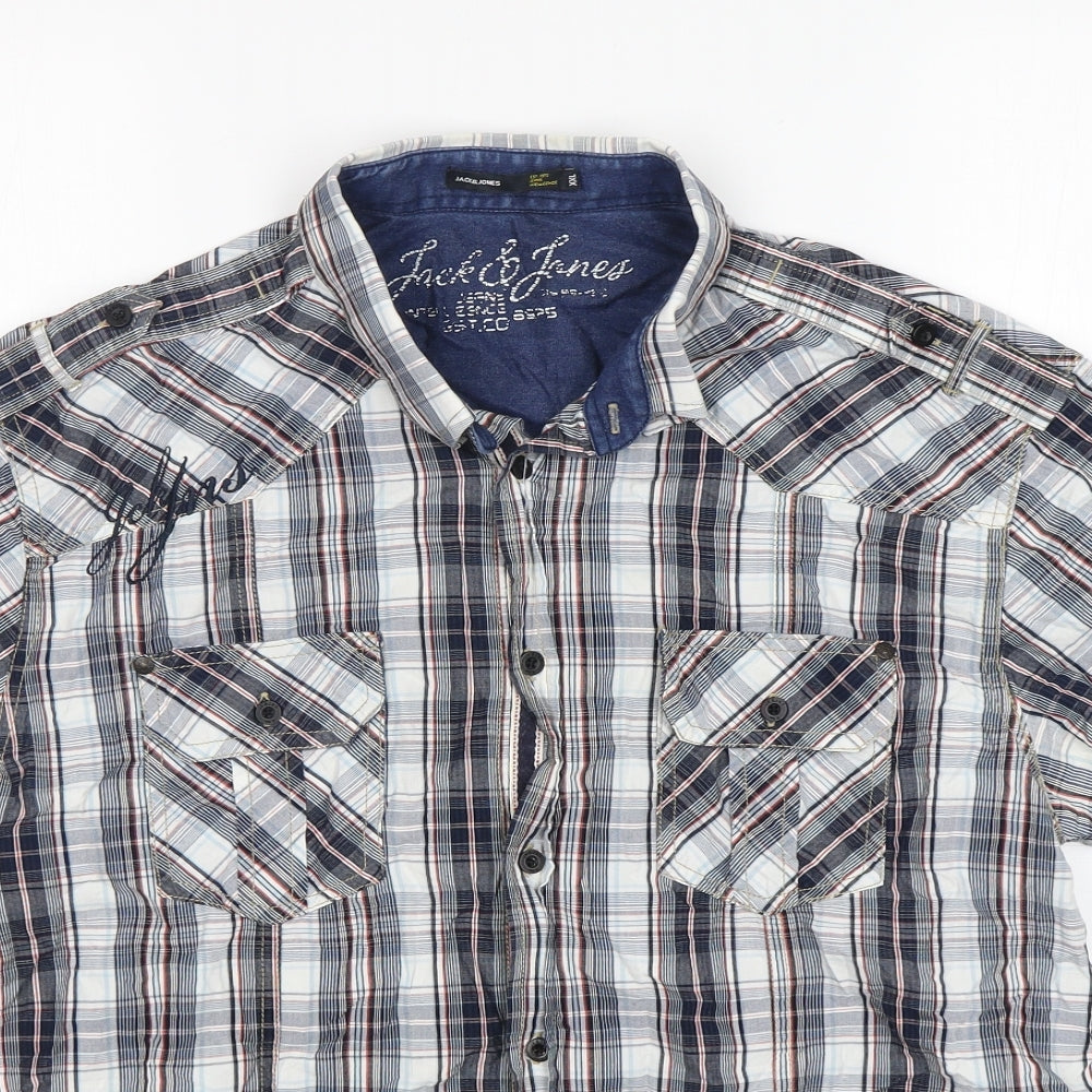 Jack & Jones  Mens Multicoloured Check Cotton  Button-Up Size 2XL Collared