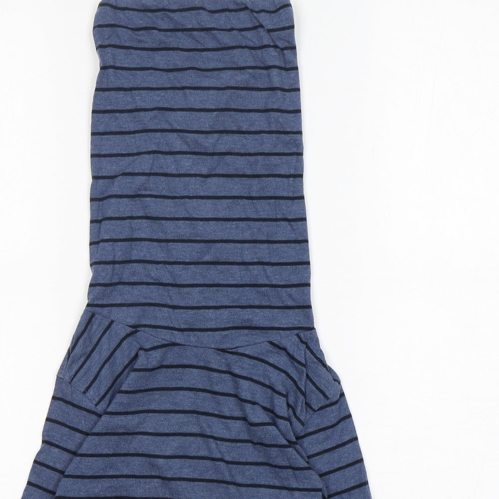 Primark Boys Blue Roll Neck Striped Cotton Pullover Jumper Size 6-7 Years