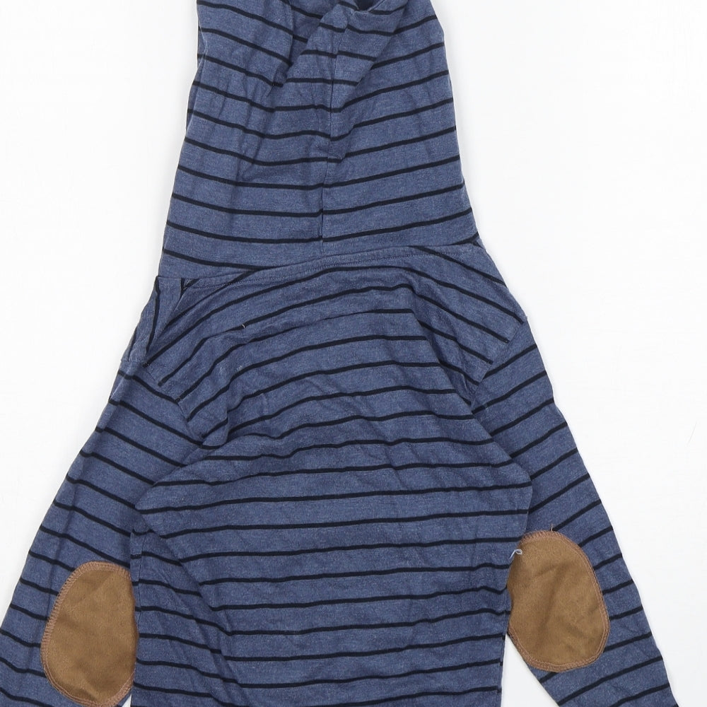 Primark Boys Blue Roll Neck Striped Cotton Pullover Jumper Size 6-7 Years