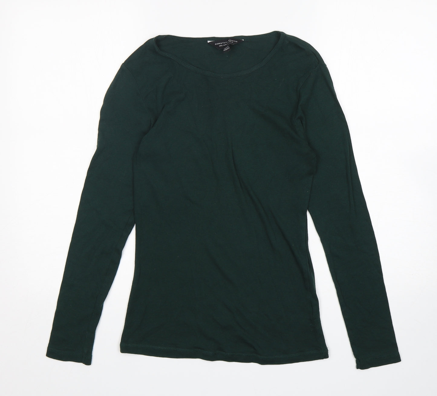 Dorothy Perkins Womens Green  Cotton Basic T-Shirt Size 10 Round Neck