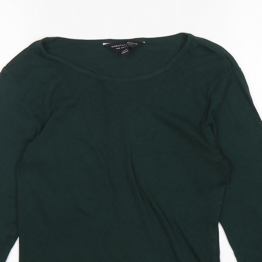 Dorothy Perkins Womens Green  Cotton Basic T-Shirt Size 10 Round Neck