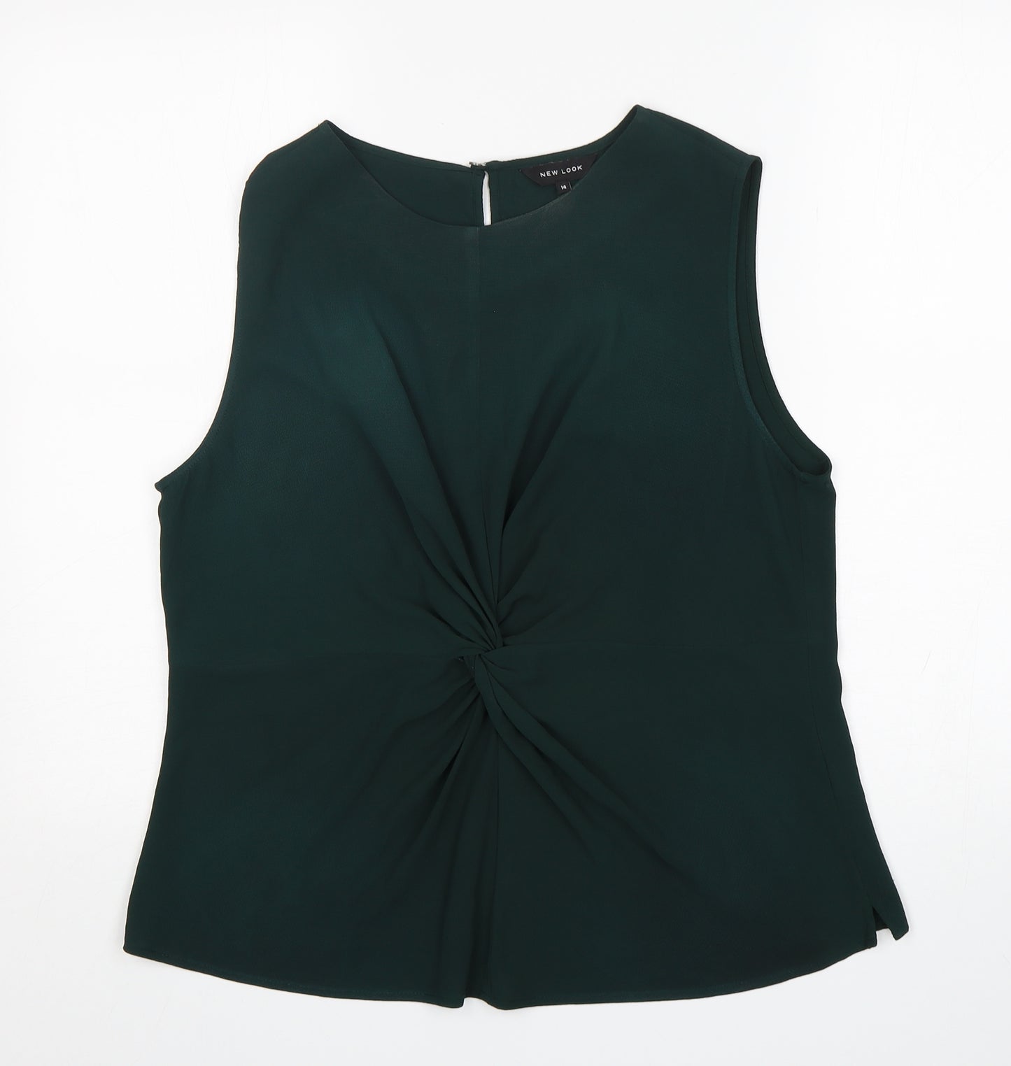 New Look Womens Green  Polyester Basic Blouse Size 14 Round Neck