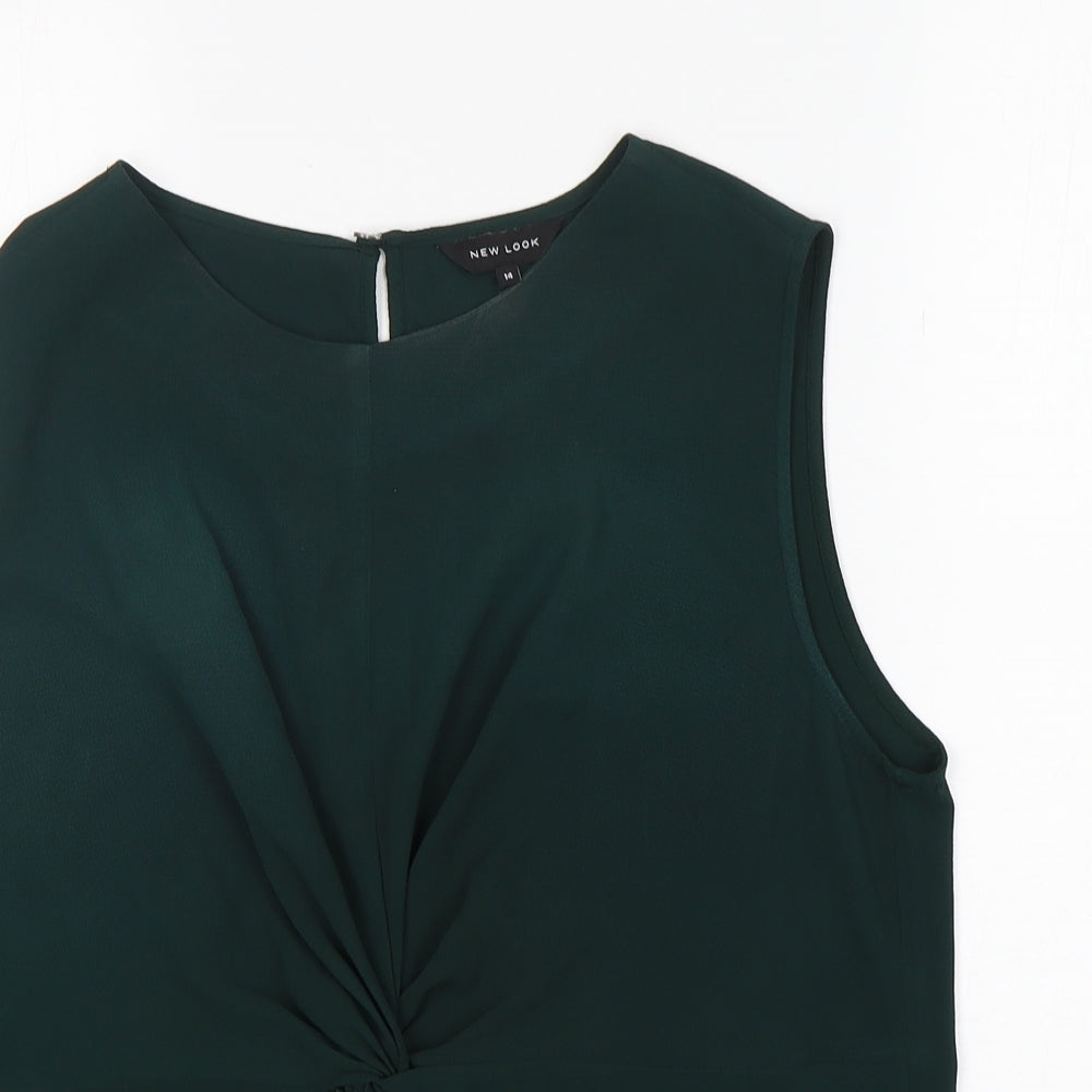 New Look Womens Green  Polyester Basic Blouse Size 14 Round Neck