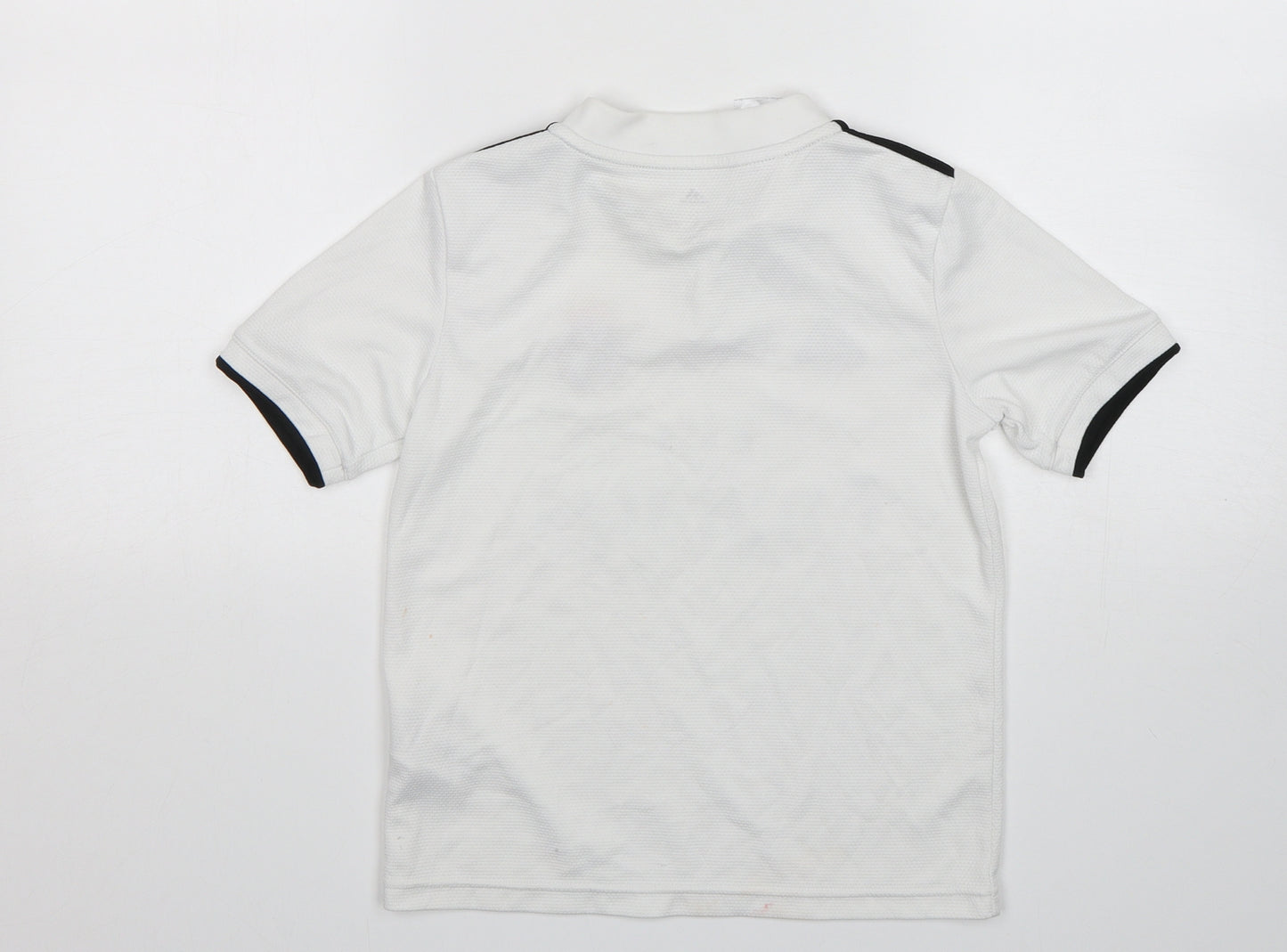 adidas Boys White  Polyester Basic T-Shirt Size 9-10 Years Round Neck  - Real Madrid