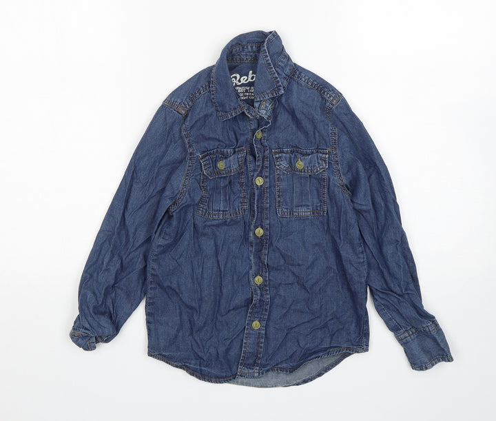 Rebel Girls Blue  Cotton Basic Button-Up Size 7-8 Years Collared
