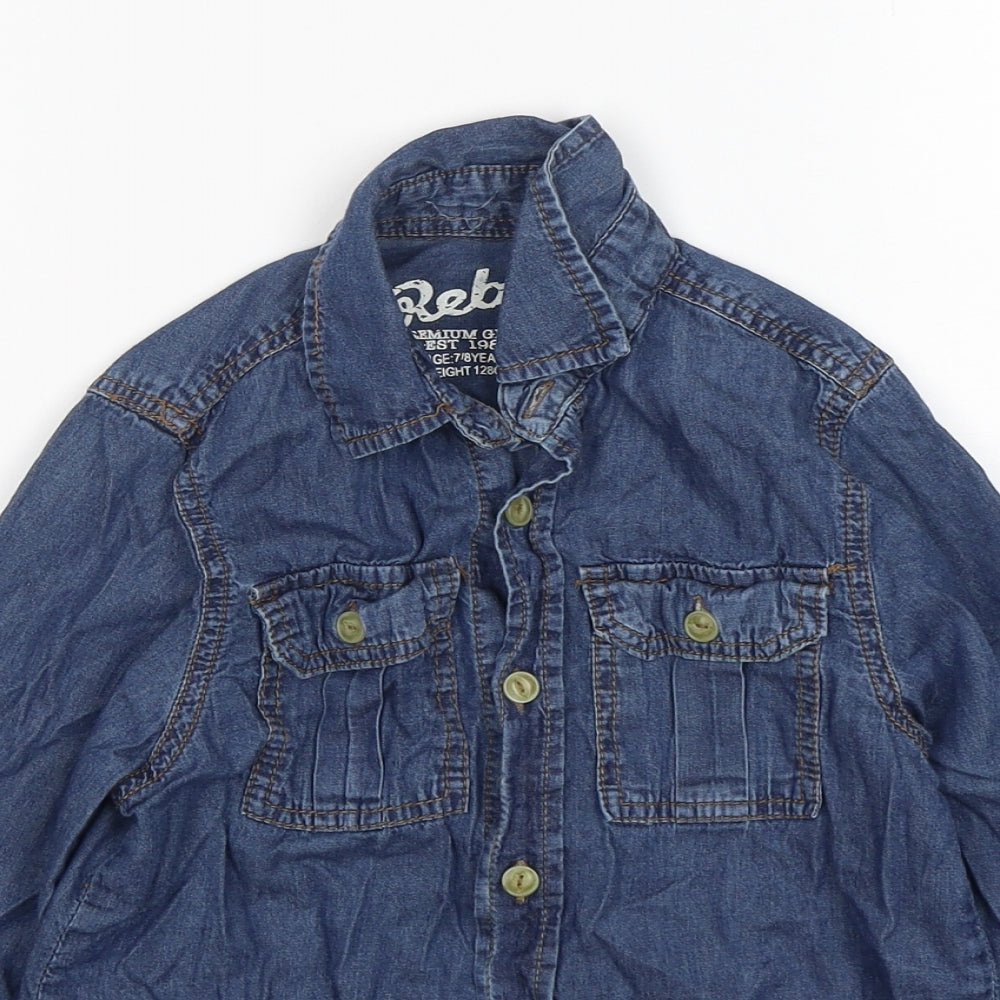 Rebel Girls Blue  Cotton Basic Button-Up Size 7-8 Years Collared