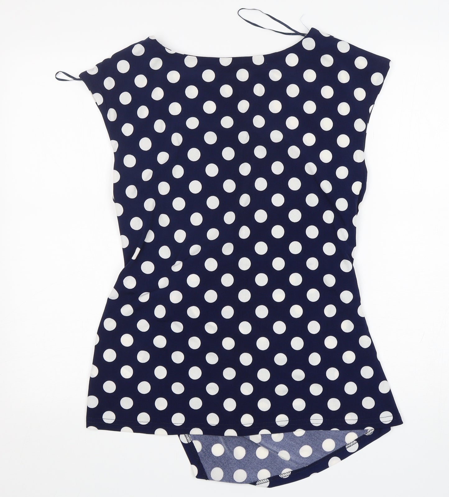 Quiz  Womens Blue Polka Dot Polyester Basic Blouse Size 14 Round Neck