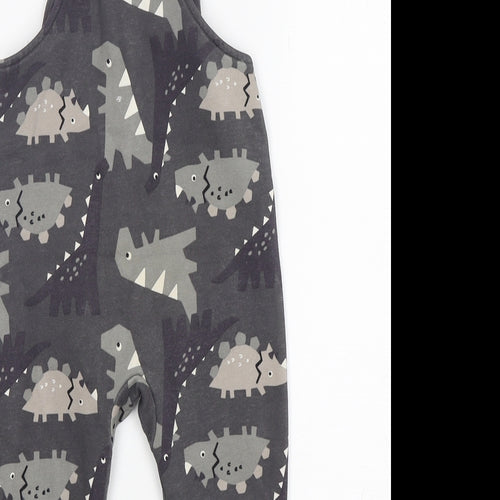 F&F Boys Grey  Cotton Dungaree One-Piece Size 18-24 Months   - dinosaur