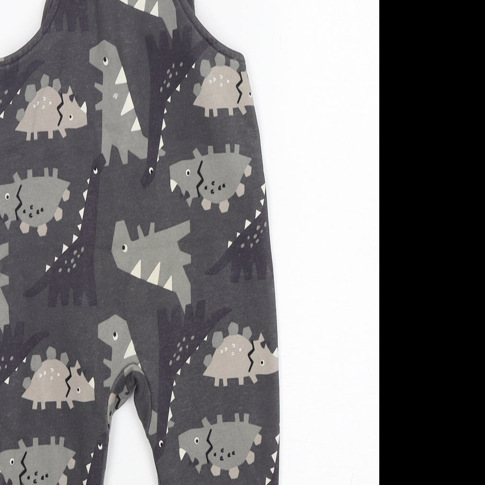 F&F Boys Grey  Cotton Dungaree One-Piece Size 18-24 Months   - dinosaur