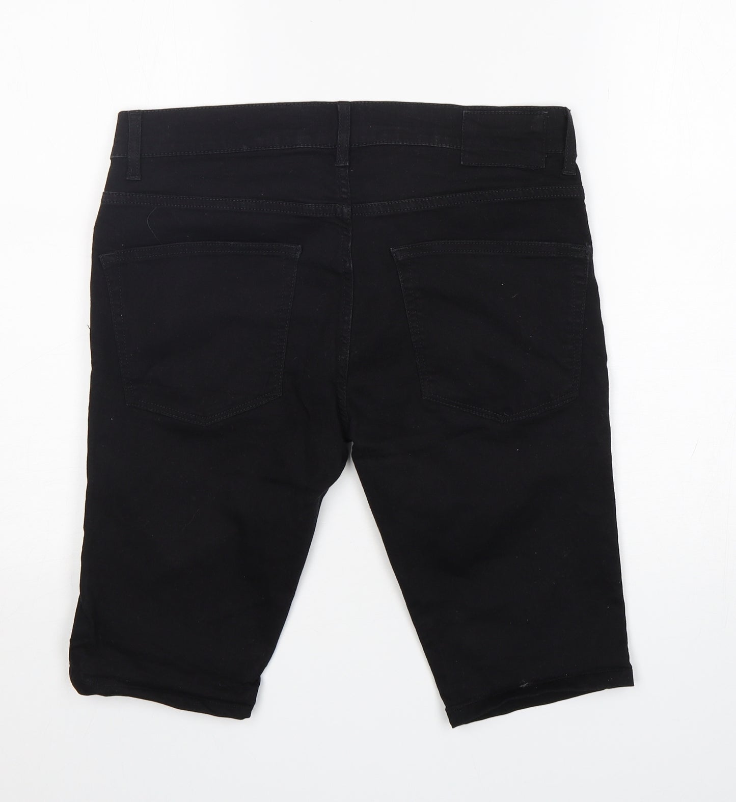 River Island  Mens Black  Cotton Bermuda Shorts Size 32 L12 in Regular