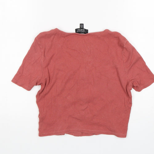 Topshop Girls Pink  Cotton Cropped T-Shirt Size 10 Years Scoop Neck