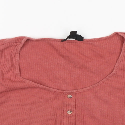 Topshop Girls Pink  Cotton Cropped T-Shirt Size 10 Years Scoop Neck