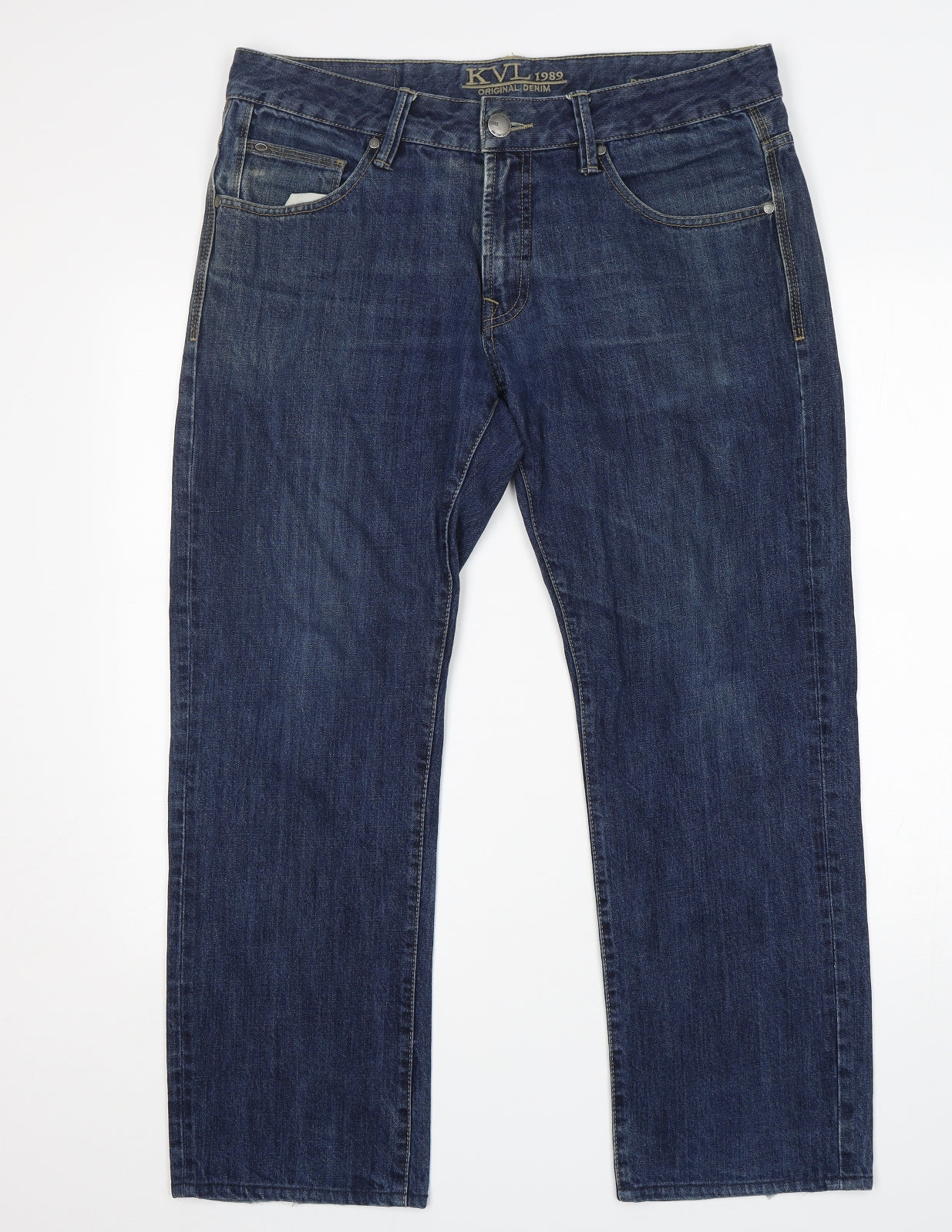 KVL Mens Blue   Straight Jeans Size 34 L29 in Regular