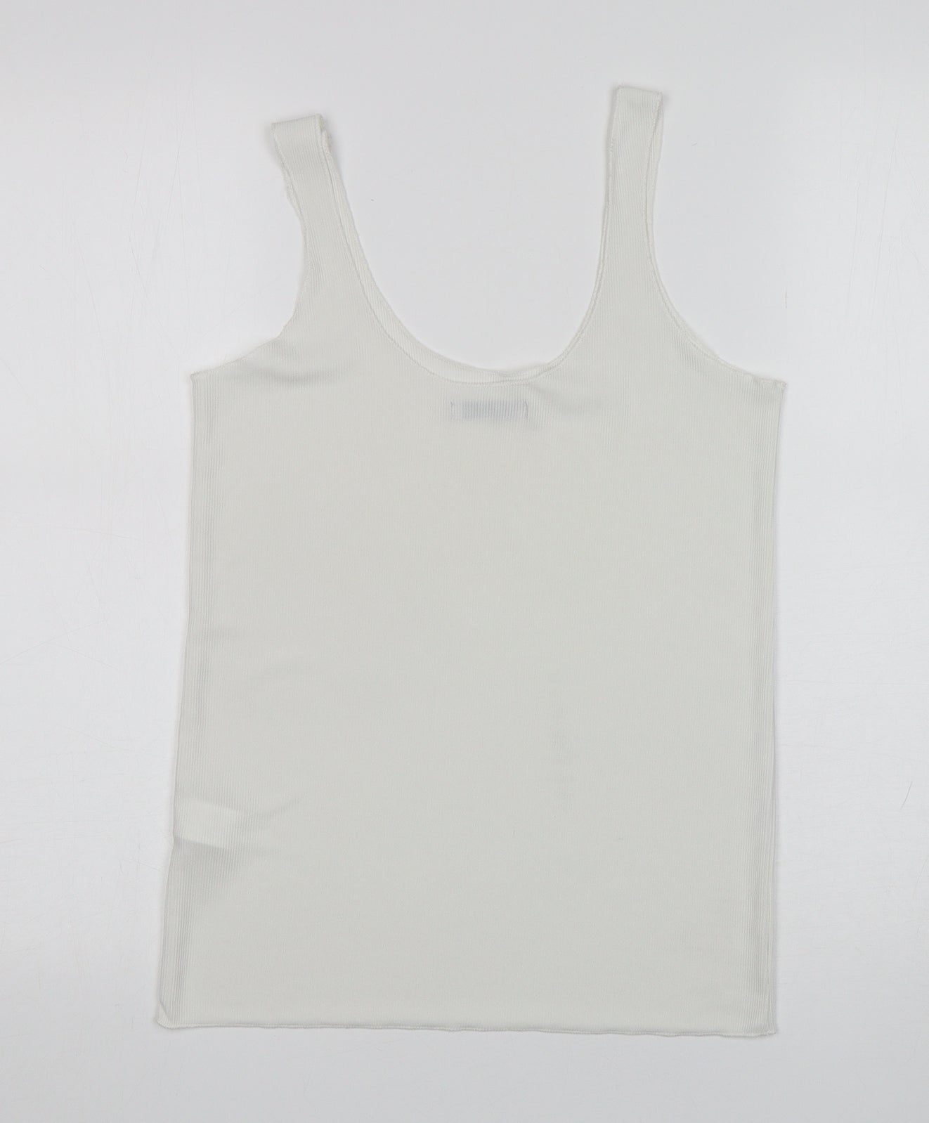 Zara Womens White  Polyester Basic Tank Size S Round Neck