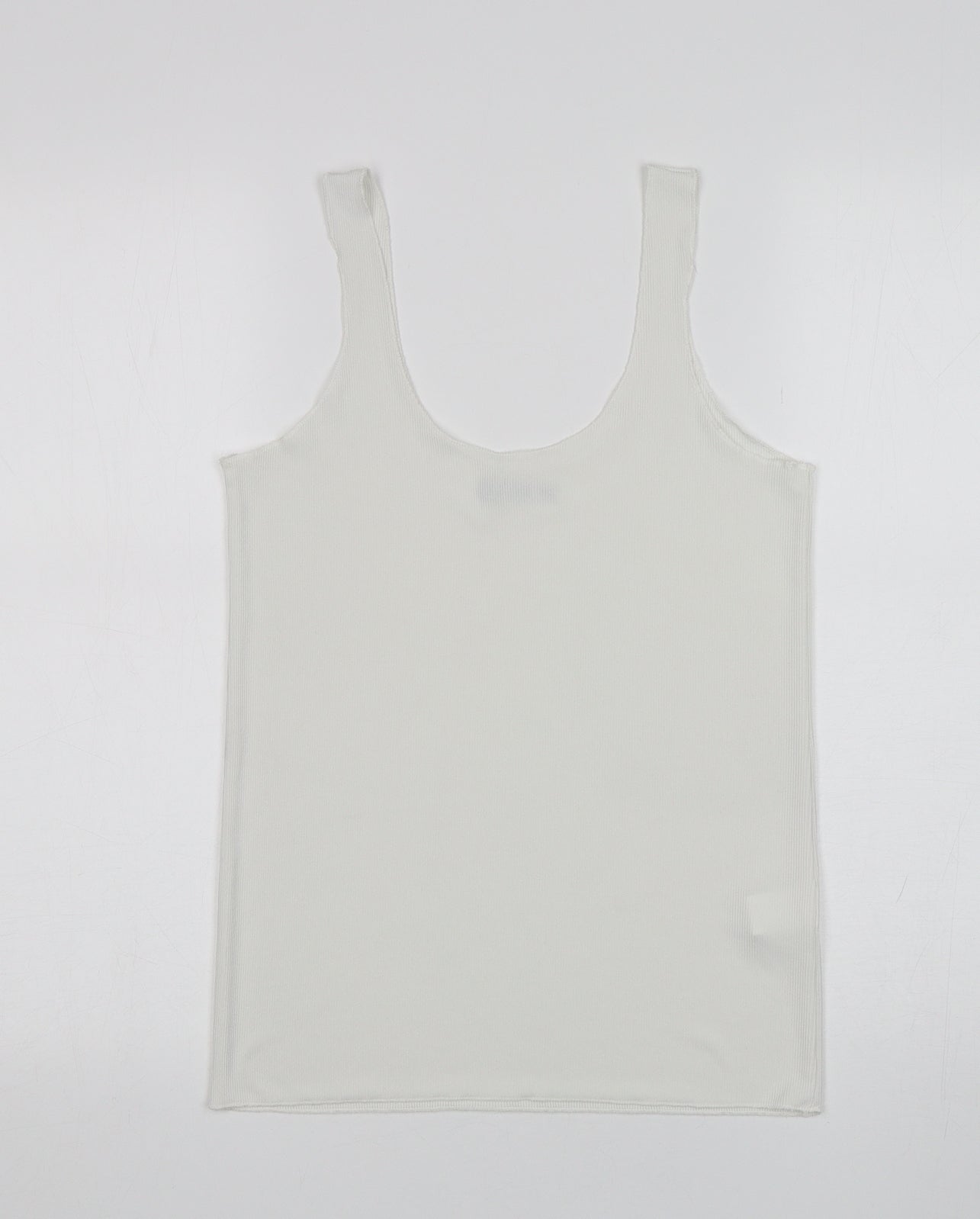 Zara Womens White  Polyester Basic Tank Size S Round Neck