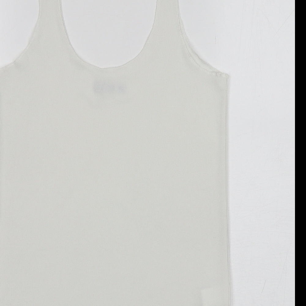 Zara Womens White  Polyester Basic Tank Size S Round Neck