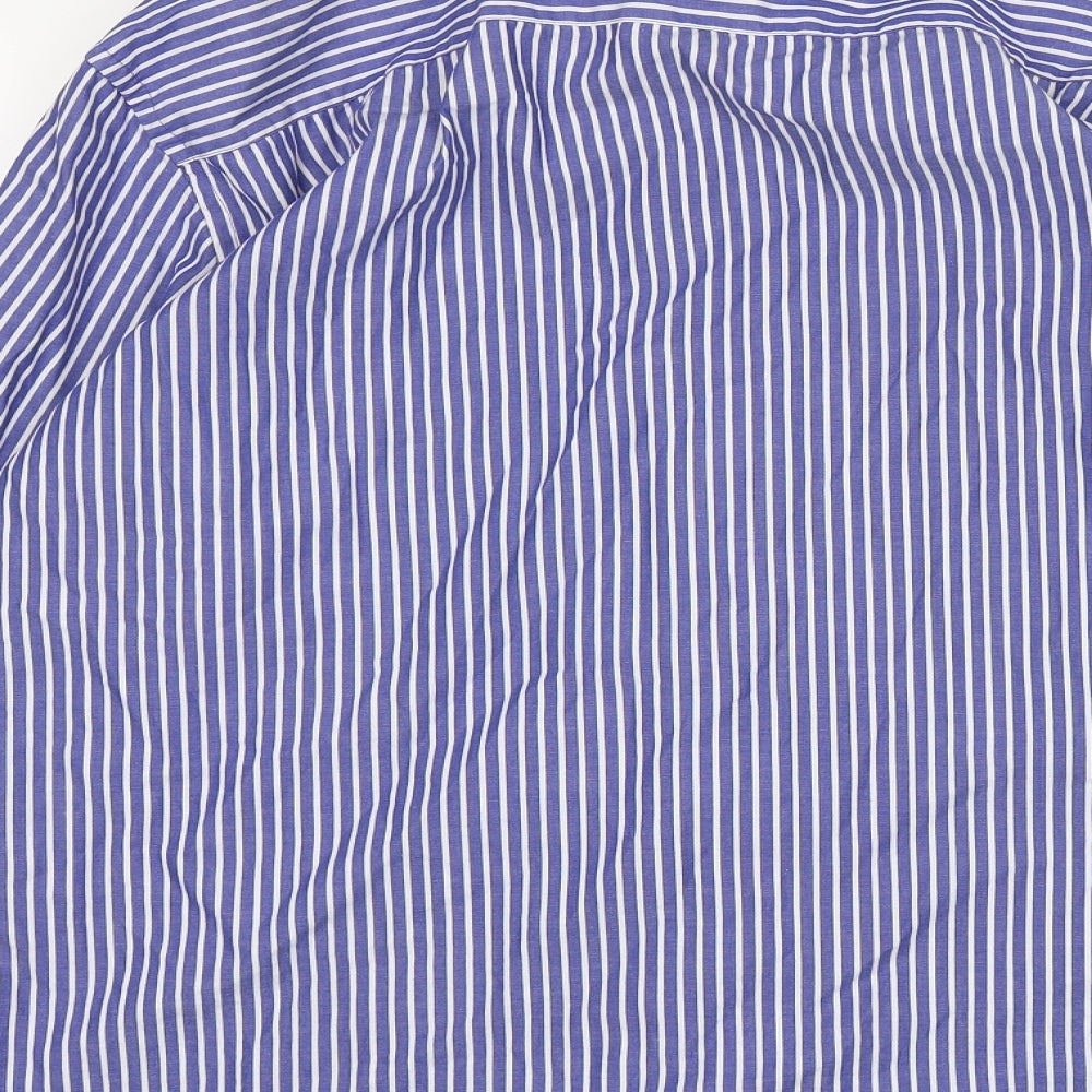 C.Comberti Mens Blue Striped   Dress Shirt Size L Collared