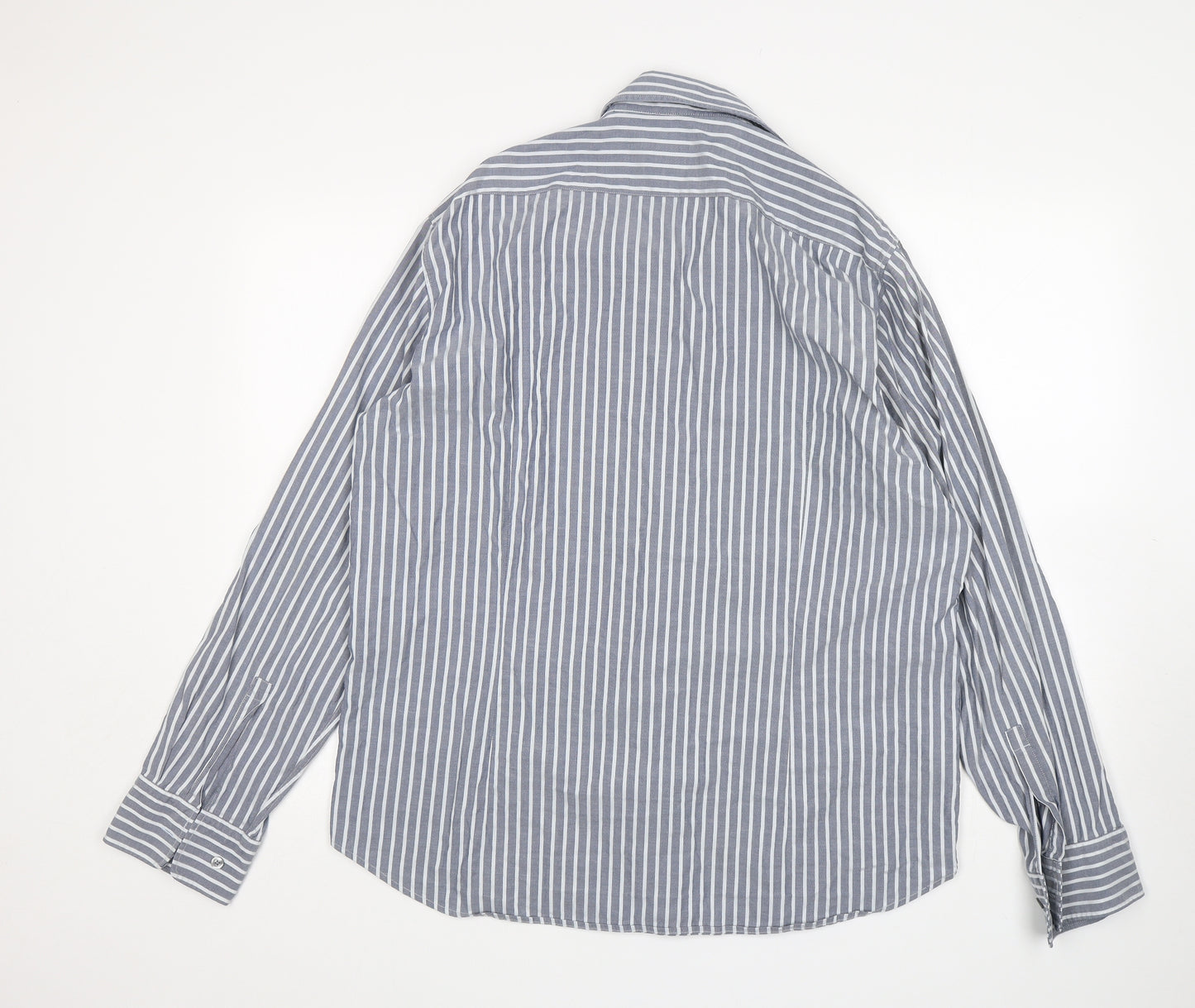 HUGO BOSS Mens Grey Striped Cotton  Button-Up Size XL Collared