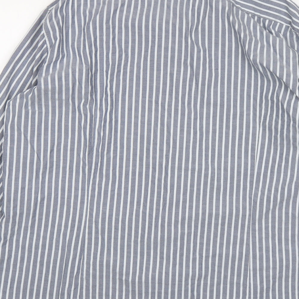 HUGO BOSS Mens Grey Striped Cotton  Button-Up Size XL Collared