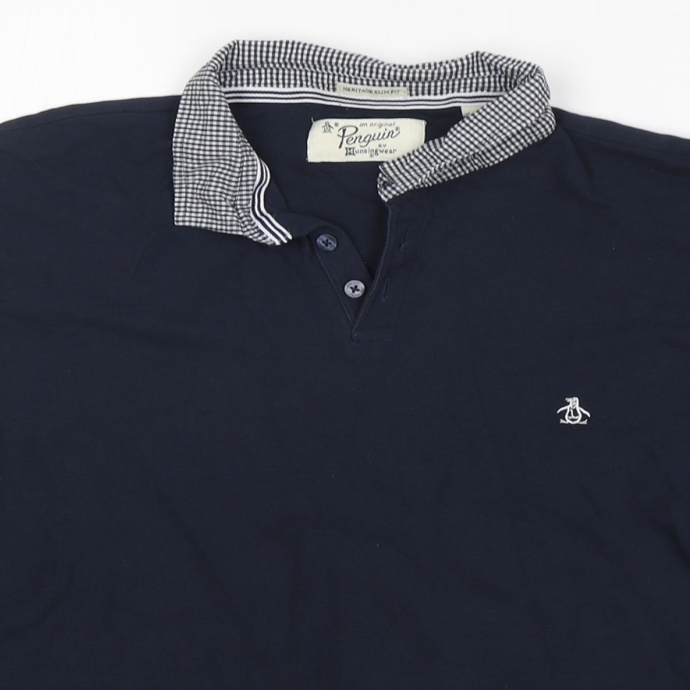 Penguin  Mens Blue  Cotton  Polo Size XL Collared