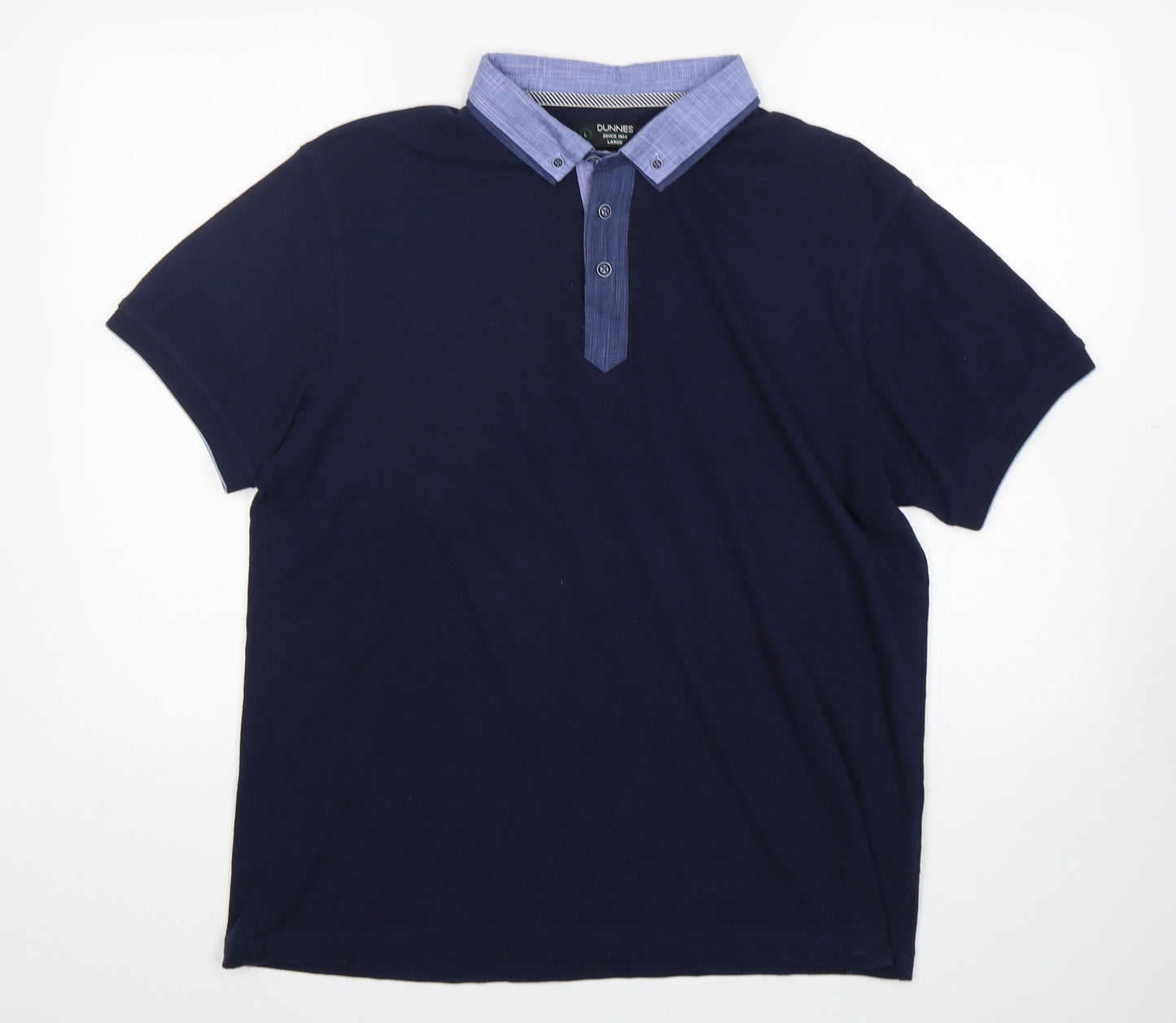 Dunnes  Mens Blue  Cotton  Polo Size L Collared