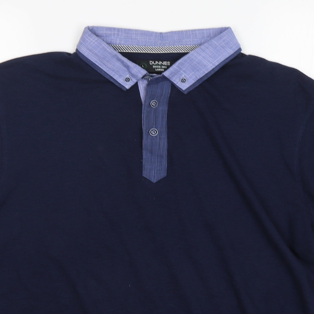 Dunnes  Mens Blue  Cotton  Polo Size L Collared