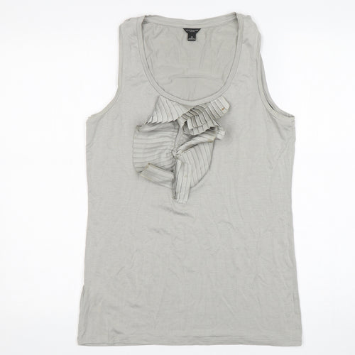 Ann Taylor  Womens Grey  Elastane Basic Tank Size M Round Neck