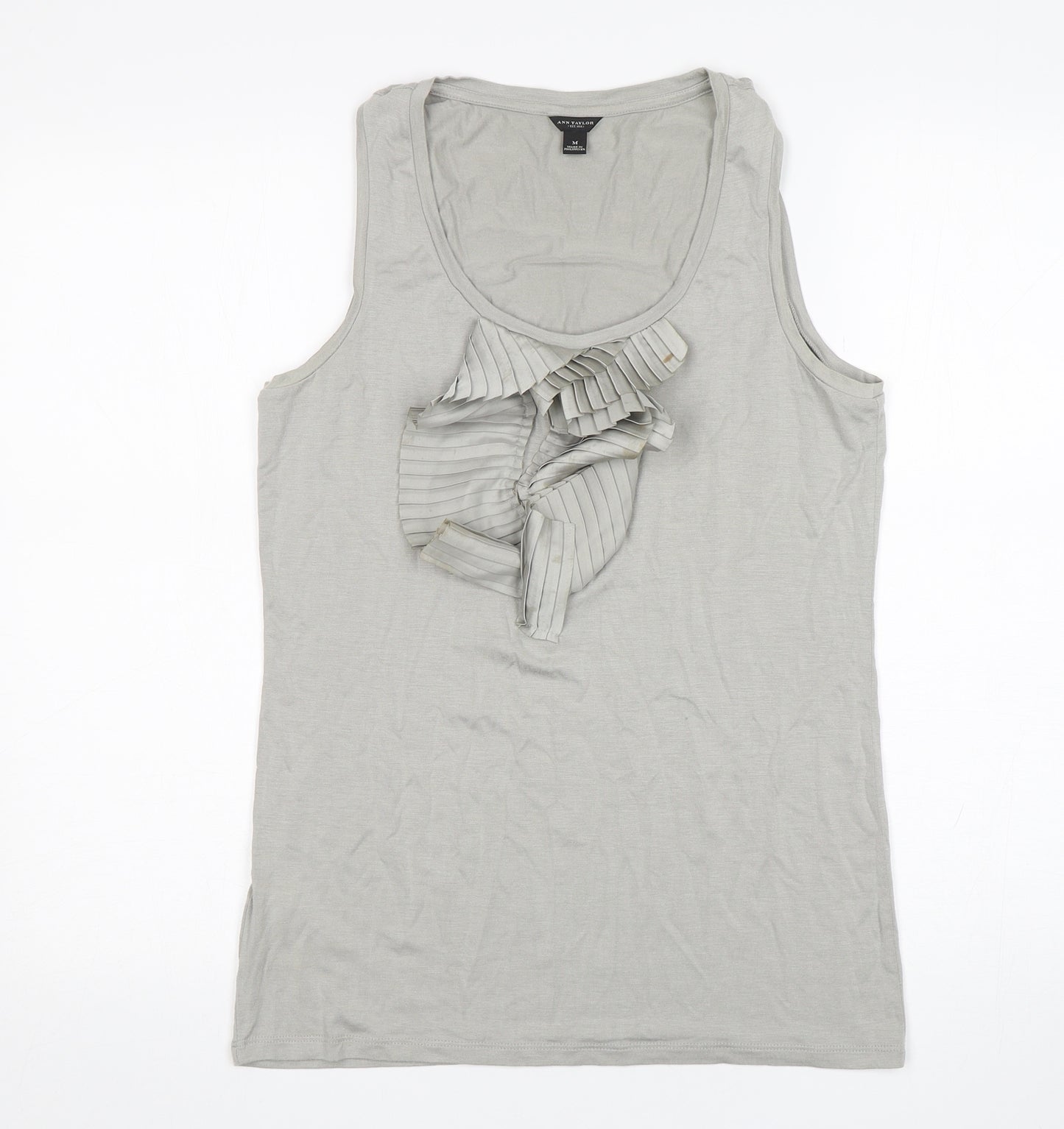 Ann Taylor  Womens Grey  Elastane Basic Tank Size M Round Neck
