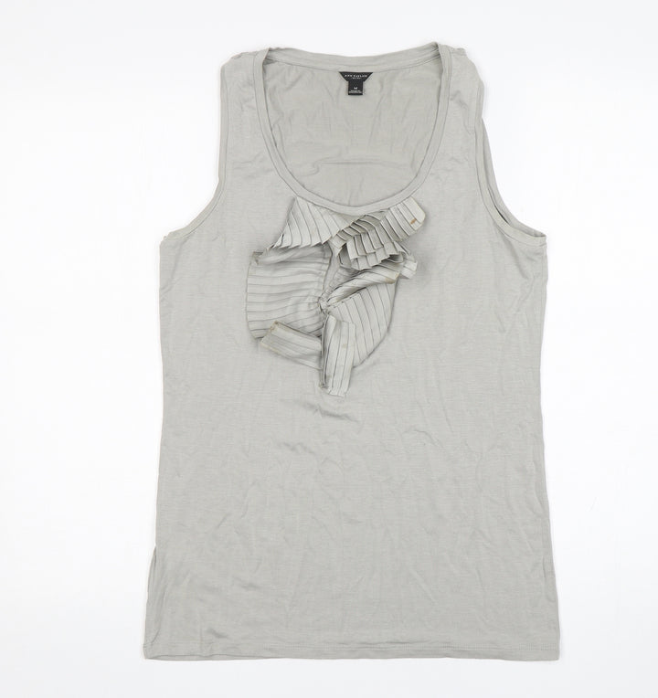Ann Taylor Womens Grey Elastane Basic Tank Size M Round Neck
