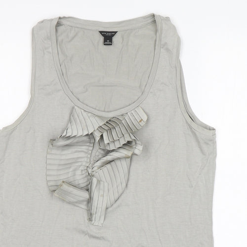Ann Taylor  Womens Grey  Elastane Basic Tank Size M Round Neck
