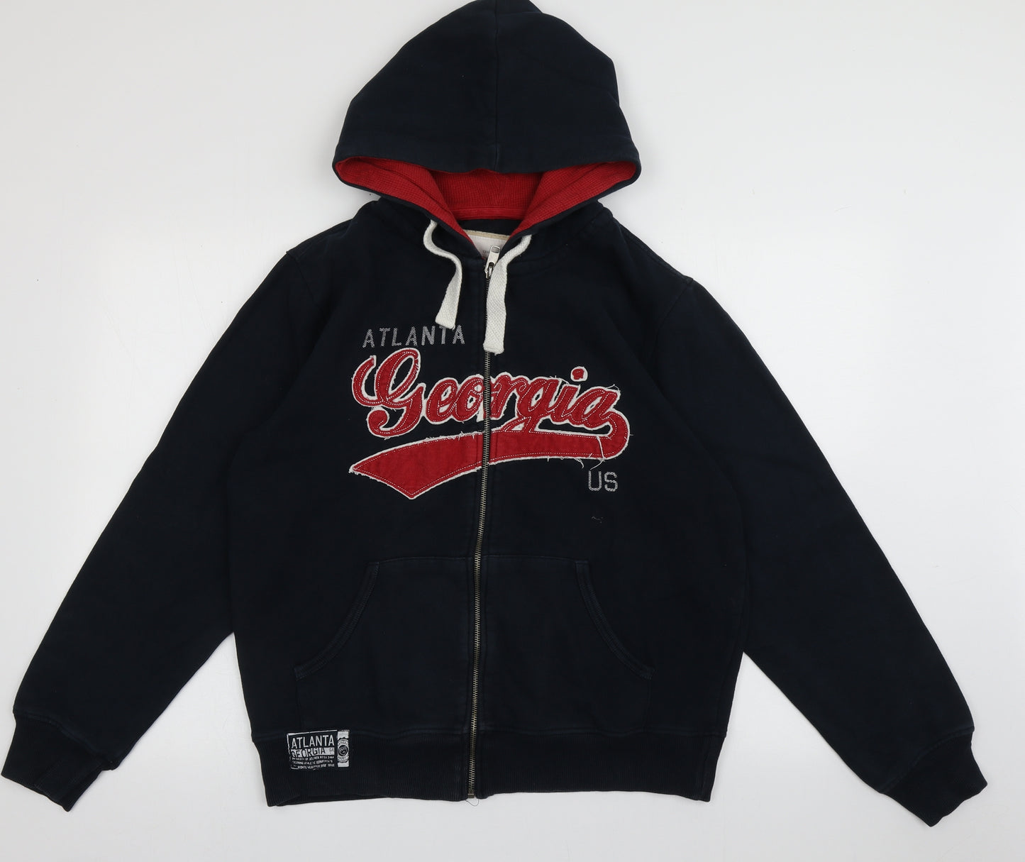 Cedar Wood State Mens Blue  Cotton Full Zip Hoodie Size L