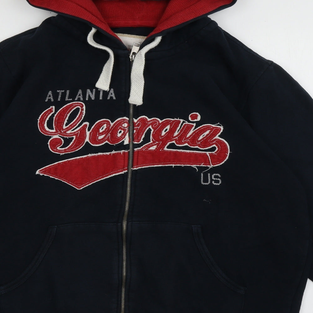 Cedar Wood State Mens Blue  Cotton Full Zip Hoodie Size L