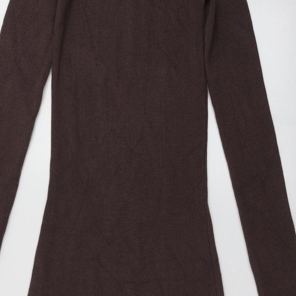 Zara Womens Brown  Viscose Jumper Dress  Size S  Halter Pullover