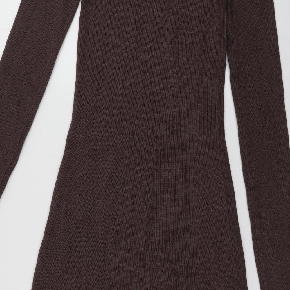 Zara Womens Brown  Viscose Jumper Dress  Size S  Halter Pullover