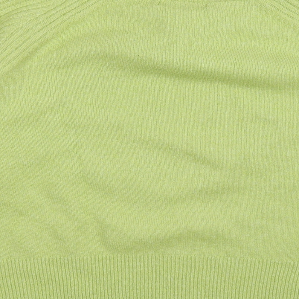 Marks and Spencer Womens Green High Neck Striped Acrylic Pullover Jumper Size L