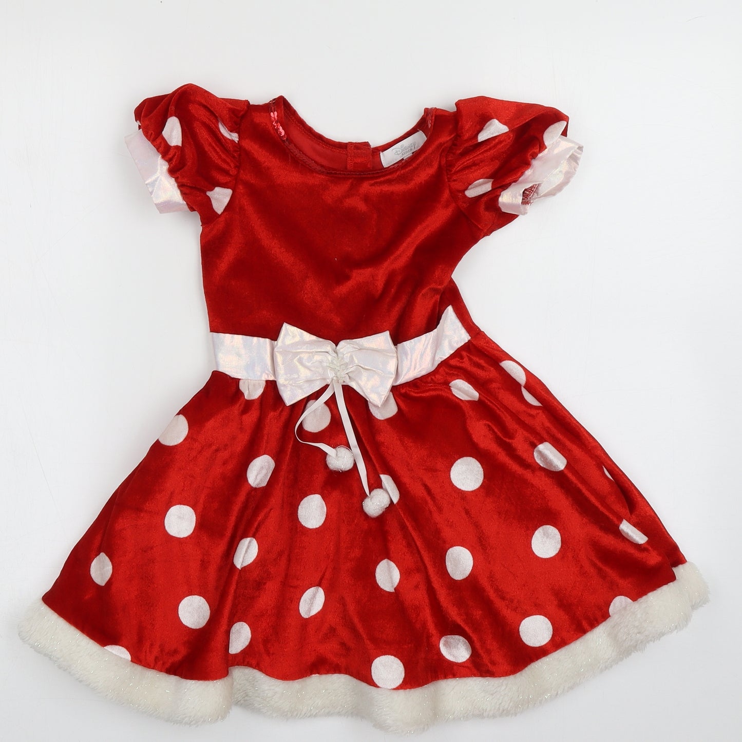 Disney Girls Red Polka Dot Acrylic A-Line  Size 3-4 Years  Crew Neck  - Disney Christmas