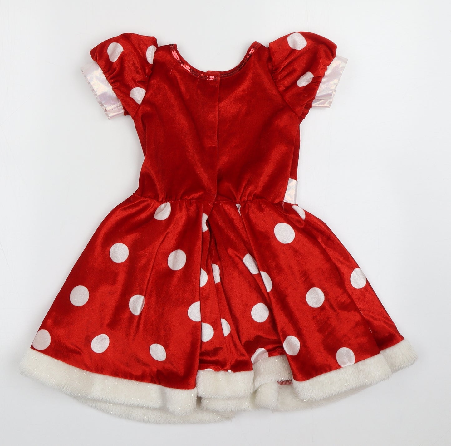 Disney Girls Red Polka Dot Acrylic A-Line  Size 3-4 Years  Crew Neck  - Disney Christmas