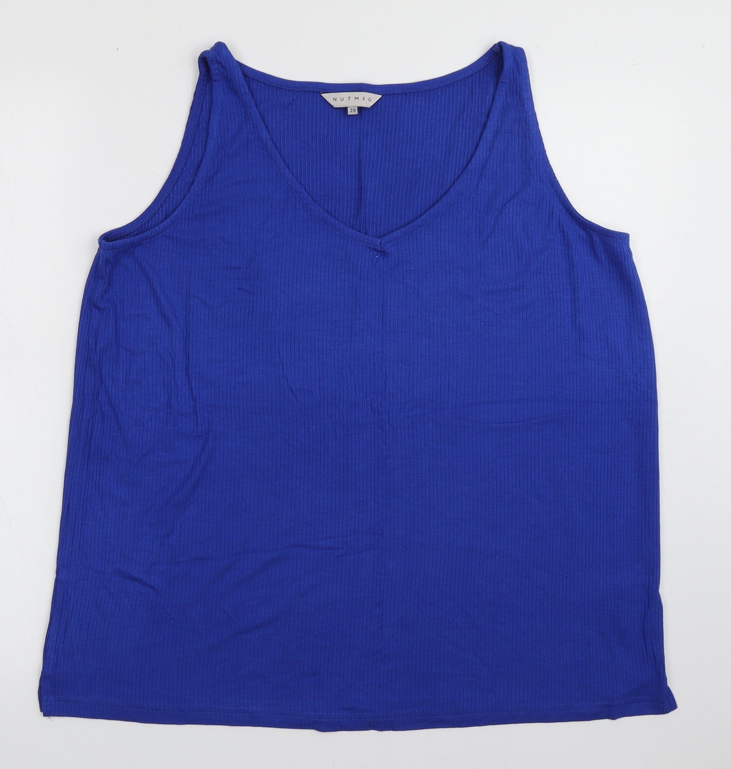 Nutmeg Womens Blue  Viscose Basic Tank Size S V-Neck