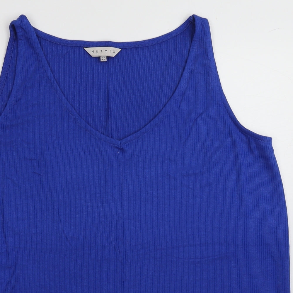 Nutmeg Womens Blue  Viscose Basic Tank Size S V-Neck